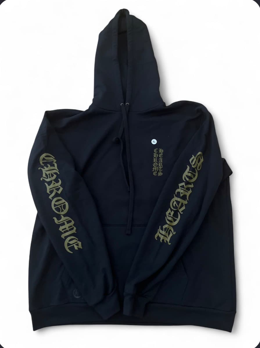 Olive Vertical Logo Hoodie